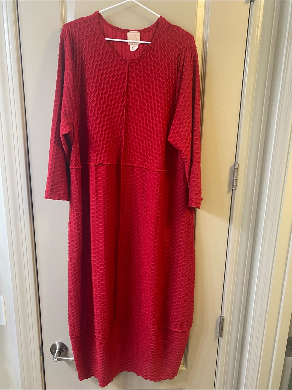 Textured Crimson Dress with Relaxed Fit
